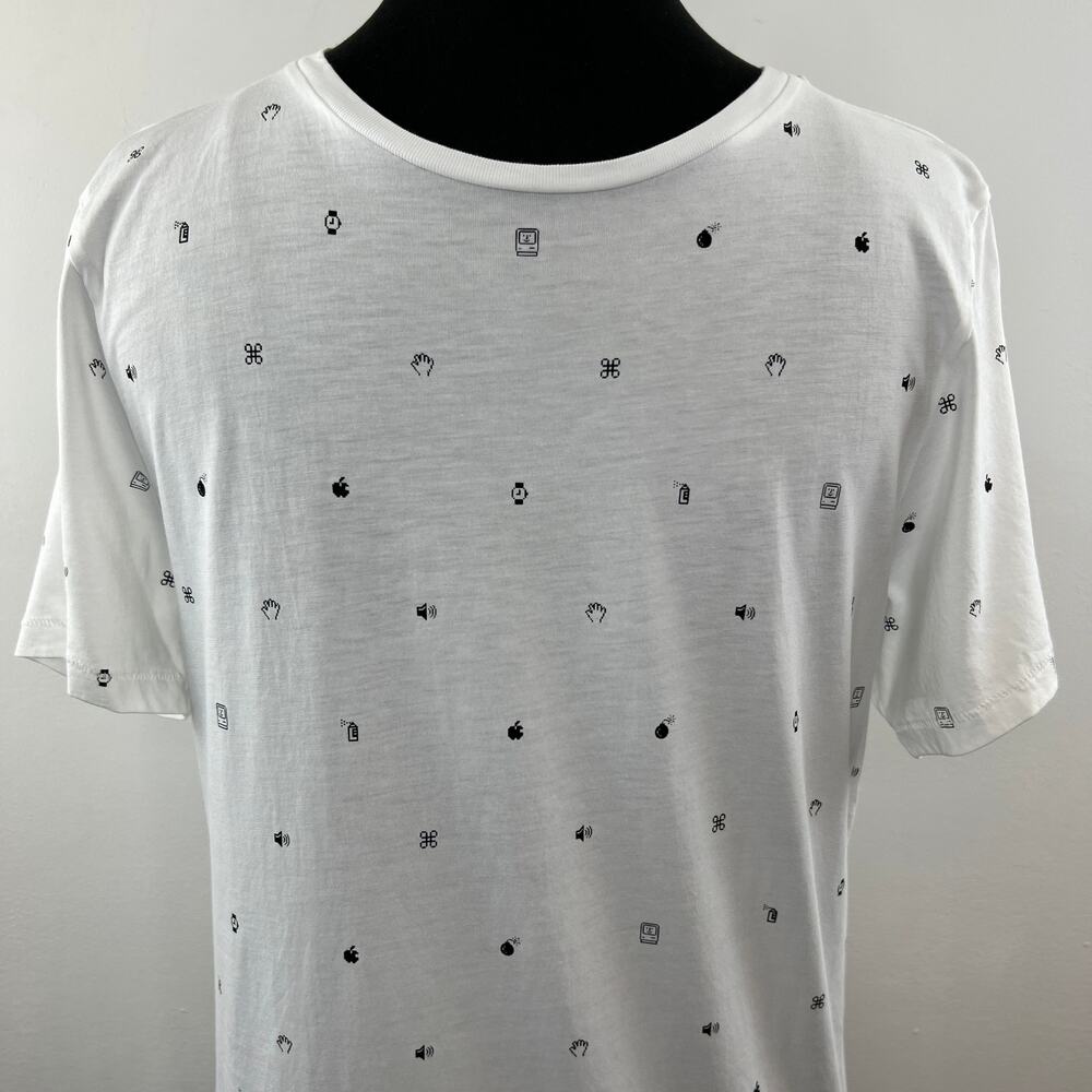 APPLE White Cotton Crewneck Short Sleeve Graphic Print Casual T-Shirt Size S - Picture 2 of 8
